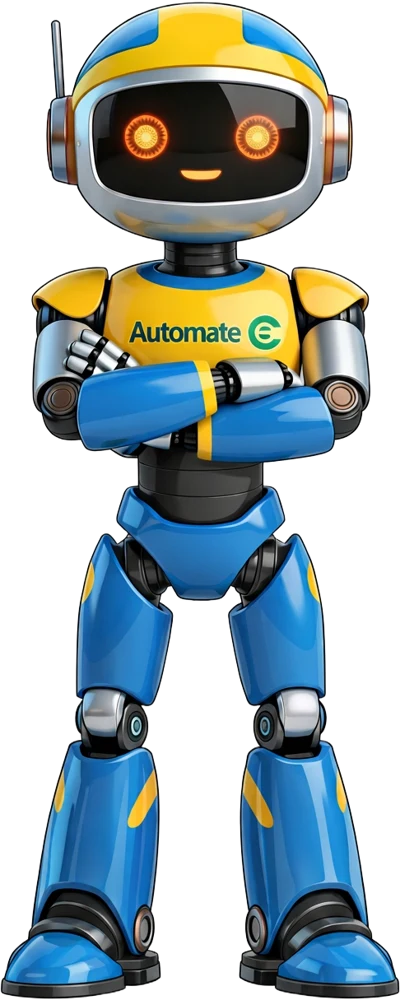 Automate E, the Innovative Dynamics robot mascot