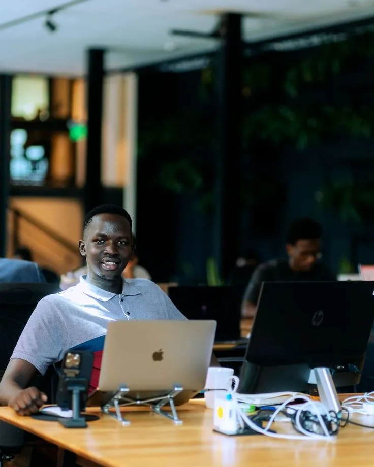 A developer working at his desk